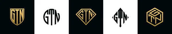 Initial Letters Gtn Logo Designs Bundle Collection Incorporated Shield Diamond — Wektor stockowy