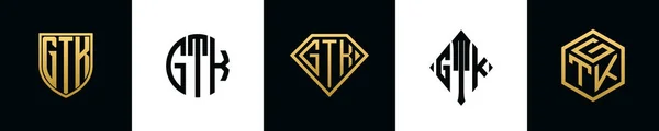 Initial Letters Gtk Logo Designs Bundle Collection Incorporated Shield Diamond — Stok Vektör