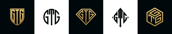 Initial Letters Gtg Logo Designs Bundle Collection Incorporated Shield Diamond —  Vetores de Stock