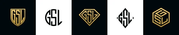 Initial Letters Gsl Logo Designs Bundle Collection Incorporated Shield Diamond — Wektor stockowy