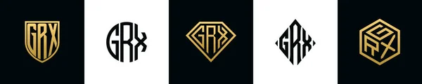 Initial Letters Grx Logo Designs Bundle Collection Incorporated Shield Diamond — Vetor de Stock