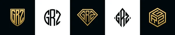 Initial Letters Grz Logo Designs Bundle Collection Incorporated Shield Diamond — Vetor de Stock