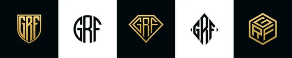 Initial Letters Grf Logo Designs Bundle Collection Incorporated Shield Diamond — Vetor de Stock