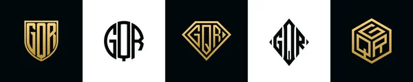 Initial Letters Gqr Logo Designs Bundle Collection Incorporated Shield Diamond — Stockvector