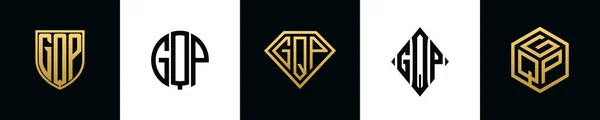 Initial Letters Gqp Logo Designs Bundle Collection Incorporated Shield Diamond —  Vetores de Stock