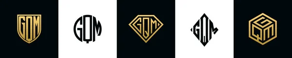 Initial Letters Gqm Logo Designs Bundle Collection Incorporated Shield Diamond — Stockový vektor