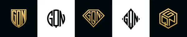 Initial Letters Gqn Logo Designs Bundle Collection Incorporated Shield Diamond — Vector de stock