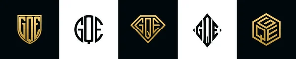 Початкові Букви Gqe Логотип Bundle Колекція Включала Себе Щит Круглий — стоковий вектор