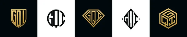 Initial Letters Gqi Logo Designs Bundle Collection Incorporated Shield Diamond — Vetor de Stock