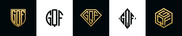 Initial Letters Gqf Logo Designs Bundle Collection Incorporated Shield Diamond — Vetor de Stock