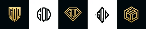 Initial Letters Gqd Logo Designs Bundle Collection Incorporated Shield Diamond — Vector de stock