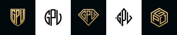 Initial Letters Gpv Logo Designs Bundle Collection Incorporated Shield Diamond — Wektor stockowy