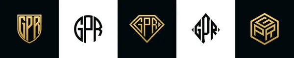 Initial Letters Gpr Logo Designs Bundle Collection Incorporated Shield Diamond — 스톡 벡터