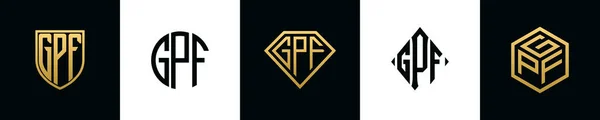 Initial Letters Gpf Logo Designs Bundle Collection Incorporated Shield Diamond — ストックベクタ