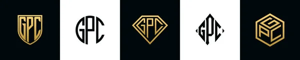 Initial Letters Gpc Logo Designs Bundle Collection Incorporated Shield Diamond — Vetor de Stock