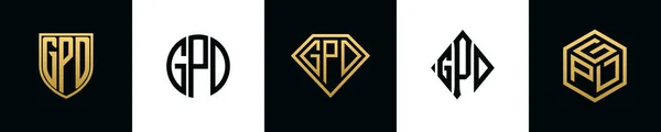 Initial Letters Gpd Logo Designs Bundle Collection Incorporated Shield Diamond — Vetor de Stock