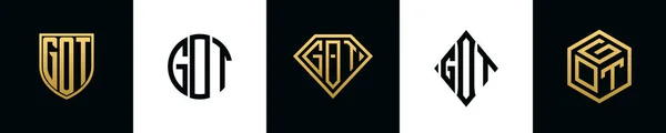 Initial Letters Got Logo Designs Bundle Collection Incorporated Shield Diamond — Vetor de Stock
