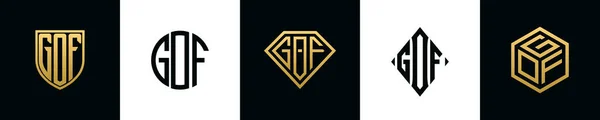 Initial Letters Gof Logo Designs Bundle Collection Incorporated Shield Diamond — Vetor de Stock