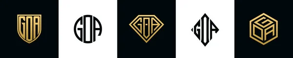 Initial Letters Goa Logo Designs Bundle Collection Incorporated Shield Diamond — Vettoriale Stock