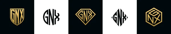 Initial Letters Gnx Logo Designs Bundle Collection Incorporated Shield Diamond — Vetor de Stock