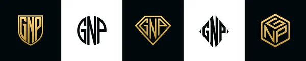 Initial Letters Gnp Logo Designs Bundle Collection Incorporated Shield Diamond — Stock Vector