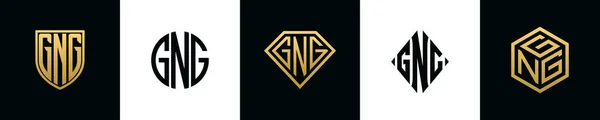 Initial Letters Gng Logo Designs Bundle Collection Incorporated Shield Diamond — Image vectorielle