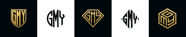 Initial Letters Gmy Logo Designs Bundle Collection Incorporated Shield Diamond — Image vectorielle