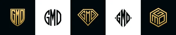 Початкові Букви Gmo Логотип Bundle Колекція Включала Себе Щит Круглий — стоковий вектор
