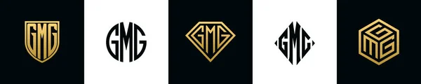 Initial Letters Gmg Logo Designs Bundle Collection Incorporated Shield Diamond — ストックベクタ