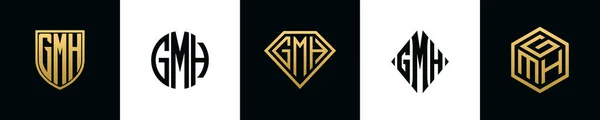 Initial Letters Gmh Logo Designs Bundle Collection Incorporated Shield Diamond — 스톡 벡터