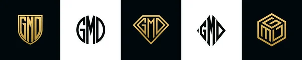 Initial Letters Gmd Logo Designs Bundle Collection Incorporated Shield Diamond — Stok Vektör
