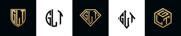 Initial Letters Glt Logo Designs Bundle Collection Incorporated Shield Diamond — 스톡 벡터