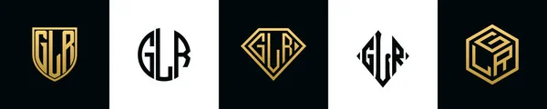 Initial Letters Glr Logo Designs Bundle Collection Incorporated Shield Diamond — ストックベクタ