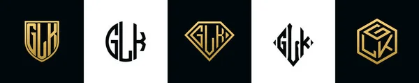 Initial Letters Glk Logo Designs Bundle Collection Incorporated Shield Diamond — Vetor de Stock
