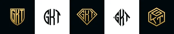 Initial Letters Gkt Logo Designs Bundle Collection Incorporated Shield Diamond — Vetor de Stock