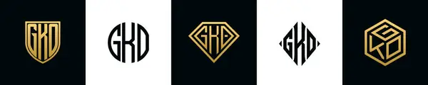 Initial Letters Gko Logo Designs Bundle Collection Incorporated Shield Diamond — Archivo Imágenes Vectoriales