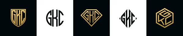 Initial Letters Gkc Logo Designs Bundle Collection Incorporated Shield Diamond — 스톡 벡터