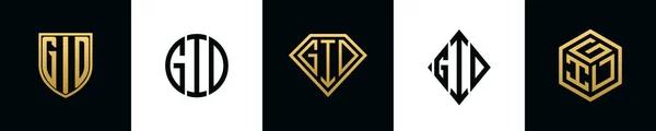 Initial Letters Gid Logo Designs Bundle Collection Incorporated Shield Diamond — 스톡 벡터