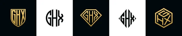 Initial Letters Ghx Logo Designs Bundle Collection Incorporated Shield Diamond — Vettoriale Stock