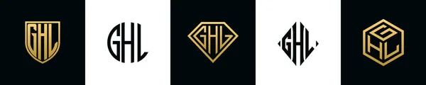 Initial Letters Ghl Logo Designs Bundle Collection Incorporated Shield Diamond — Vettoriale Stock