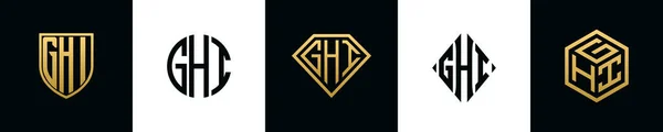 Initial Letters Ghi Logo Designs Bundle Collection Incorporated Shield Diamond — Vettoriale Stock