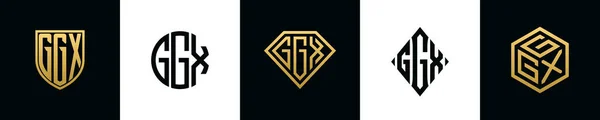 Initial Letters Ggx Logo Designs Bundle Collection Incorporated Shield Diamond — Vetor de Stock
