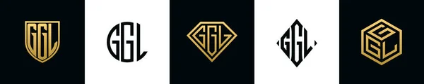 Initial Letters Ggl Logo Designs Bundle Collection Incorporated Shield Diamond — Vetor de Stock