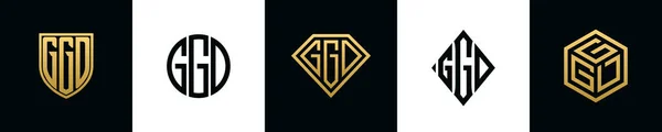 Initial Letters Ggd Logo Designs Bundle Collection Incorporated Shield Diamond — ストックベクタ