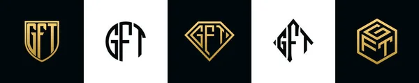 Αρχικά Γράμματα Gft Λογότυπο Σχεδιάζει Bundle Αυτή Συλλογή Ενσωματώνεται Ασπίδα — Διανυσματικό Αρχείο