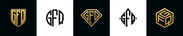 Initial Letters Gfq Logo Designs Bundle Collection Incorporated Shield Diamond — Vetor de Stock