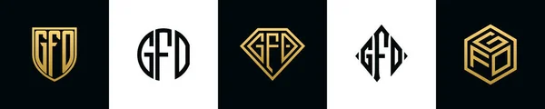 Initial Letters Gfo Logo Designs Bundle Collection Incorporated Shield Diamond — Archivo Imágenes Vectoriales