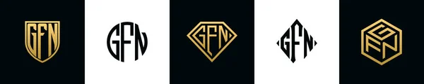 Initial Letters Gfn Logo Designs Bundle Collection Incorporated Shield Diamond — Wektor stockowy