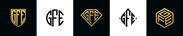 Initial Letters Gfe Logo Designs Bundle Collection Incorporated Shield Diamond — Vetor de Stock
