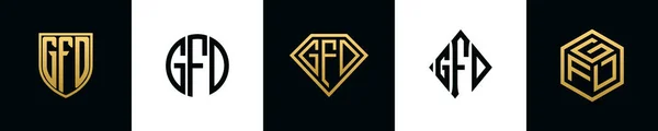 Initial Letters Gfd Logo Designs Bundle Collection Incorporated Shield Diamond — Stockový vektor